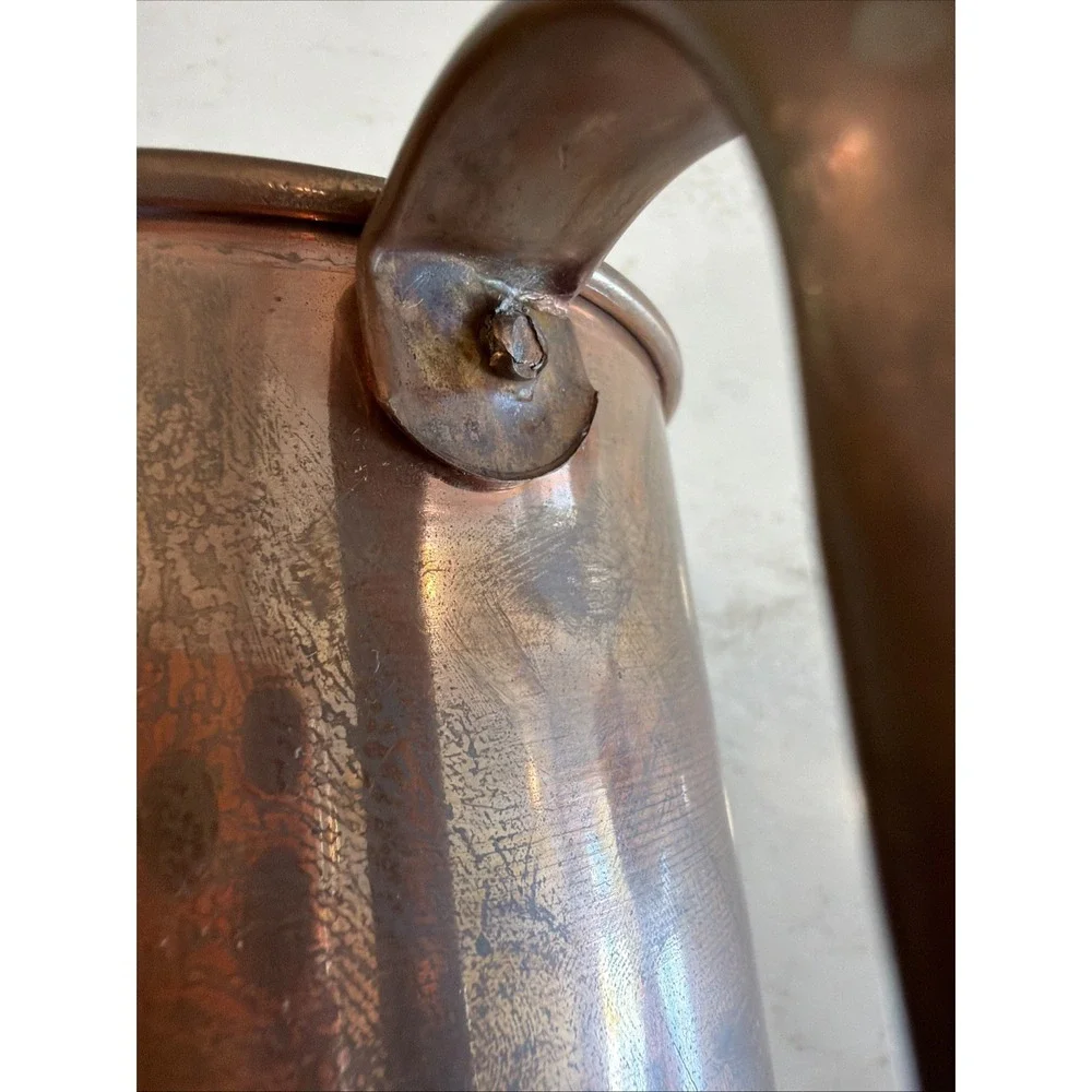 Antique Solid Copper Dairy Milk Measure Pitcher Hand Riveted Farmhouse 7